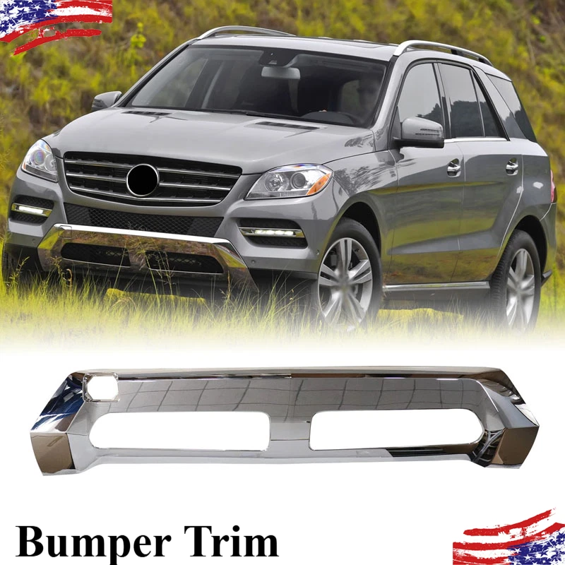 Moldura de parachoques inferior delantera cromada para Mercedes Benz ML350 2012-2015 #1668858025 Foto 1 de 4