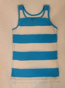 Vintage Turquoise & White Striped Gap Kids Tank Top - Size M / 8 - Picture 1 of 2