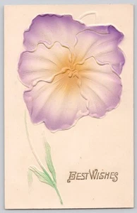 Embossed Best Wishes Postcard – Pansy Flower, Austria Made c.1900s - Picture 1 of 3