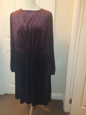 FAT FACE COPPER & BLACK DARK PLUM ANNIE VELVET DRESS UK SIZE 14 LONG NEW/BNWT - Image 1 of 4