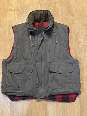 Hardy Amies London Reversible Vest Gray Red Plaid Hiking Outdoor Mens Sz. M - Image 1 of 4