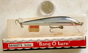 VTG Bagley’s BANG-O LURE CRANKBAIT BAGLEY BALSA CHROME MINNOW SCALE BACK USA BOX - Picture 1 of 6
