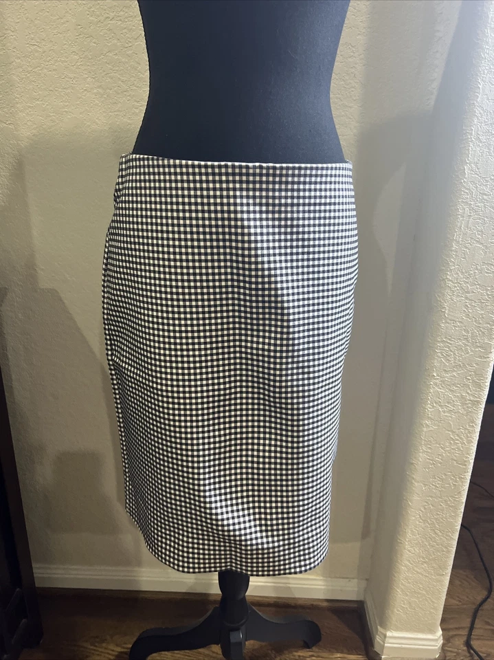 Karen Kane Bias Cut Black Check Skirt Knee Length Sz M Foto 1 de 4