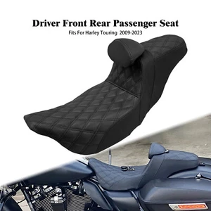 Driver Passenger Seat w/ Black Backrest Pad Fit For Harley Street Glide 09-23 - Picture 1 of 15