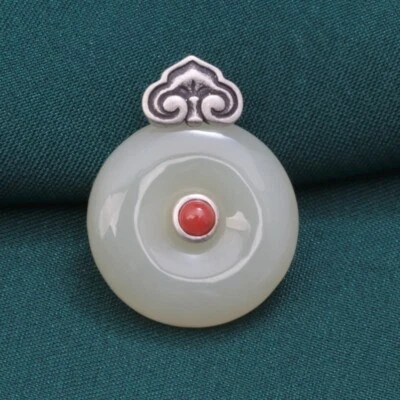 A22 Rimorchio Ethnoschmuck Rotondi Luminoso Giada Argento Sterling 925 - Immagine 1 di 4