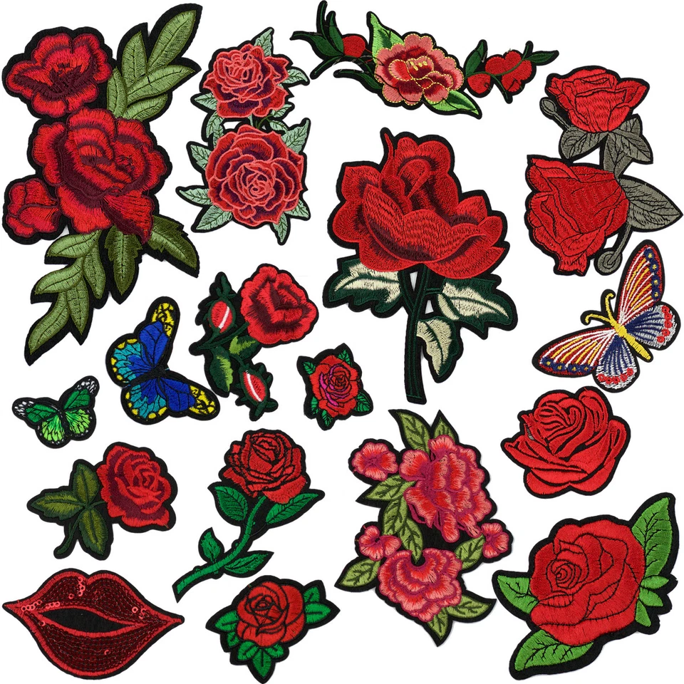Patches Bügelbild Aufnäherbild Patch Aufnäher Aufbügler Sticker Rosen Logo 22 - Bild 1 von 1