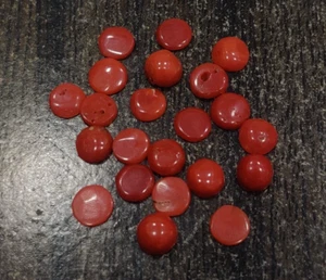 Natural Red Coral Round Cabochon Gemstone-100%Natural Italian Coral Cabochon Lot - Picture 1 of 9