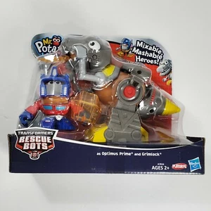 JUEGO DE FIGURAS CON CABEZA DE PATATA TRANSFORMERS OPTIMUS PRIME & GRIMLOCK MR MISP 2013 RARO - Imagen 1 de 7