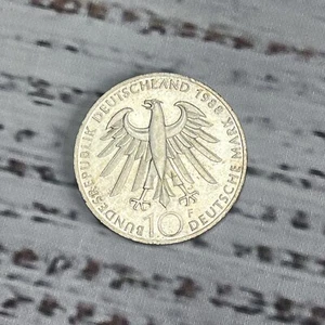GERMANY Carl Zeiss Lens Genuine Silver 10 Mark German Coin 1988 F - Picture 1 of 3