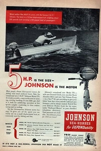 1950 Johnson Sea-Horse Model TN Outboard Motor Original Ad  - Picture 1 of 1