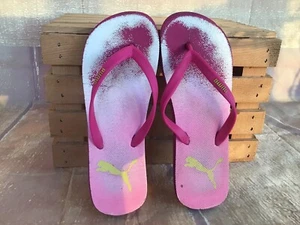 Puma Thongs/Flip-Flops, Rubber Sole w/Rubber Straps, Black, Women’s 5/6 Pink - Picture 1 of 6