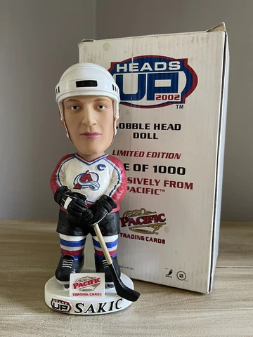 JOE SAKIC Colorado Avalanche NHL Pacific Trading Cards Nodder Bobblehead NIB Cover