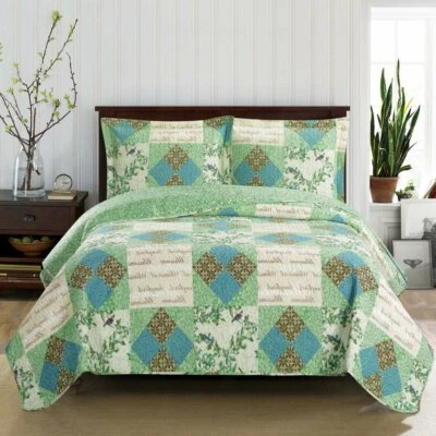 3PC Davina Classic Patchwork Pattern Quilted Reversible Oversized Coverlet Set  - Image 1 of 2