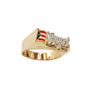 Lee169MD (10 mm) mittelgroßer Name Ring Nationalflagge Gold/Buchstaben weiß Pavecut - Bild 1 von 6
