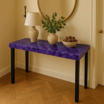 Natural Amethyst Agate Table – Purple Crystal Slab Coffee Table for Luxury Decor - Image 1 of 4