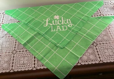 Комплект из двух Saint Patricks день собаки банданы Lucky Lad зеленый белый трилистник новый - Изображение 1 из 3