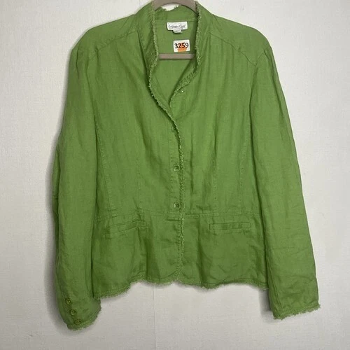 Chaqueta Blazer Coldwater Creek 100% Lino Manga Larga Botón Frontal Mujer Talla L Foto 1 de 4