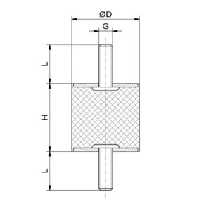 Gummipuffer 30/30 M8 beidseitig AG ca 55° Shore Gummi/Metall Puffer - Bild 1 von 1