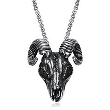 Viking stainless steel material Lucifer Satan sheep head men's necklace