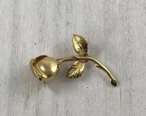 Broche/alfiler vintage firmado en tono dorado MONET ~ rosa de tallo largo - Imagen 1 de 7