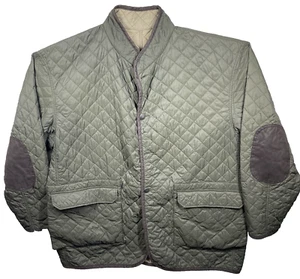 MADISON CREEK OUTFITTERS Reversible Quilted Jacket Sz 3XL Green Tan Elbow Patch - Picture 1 of 12