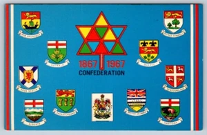 Canada Confederation 1867-1967, Provincial Crests, Vintage Chrome Postcard - Picture 1 of 2