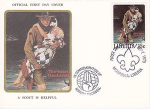 1979 LIBERIA SCOUTING / NORMAN ROCKWELL COMMEM.FDC COVER - A SCOUT IS HELPFUL - Picture 1 of 1