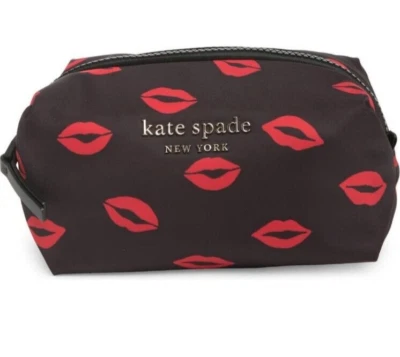 kate spade- Little Better- Everything Puffy- Medium Cosmetics Case- Black- NWT - Imagem 1 de 4