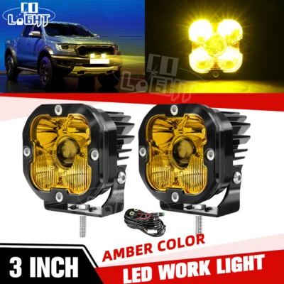 For Toyota 4runner A-pillar Fog Lights Pods Hood Ditch 3" Cube Pods Amber Combo - Image 1 of 4