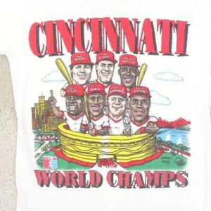 Rare Cincinnati Reds World Champs 90s basic style White T shirt HN1921 - Picture 1 of 2