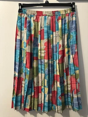 ALFRED DUNNER Thick Elastic Waist Pleat Skirt Fair Isle Multicolor SIZE 16 - Image 1 of 4
