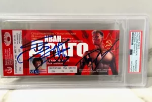 Biglietto Sylvester Stallone & Dolph Lundgren Autografo ROCKY PSA/DNA Auto d'autore - Foto 1 di 2