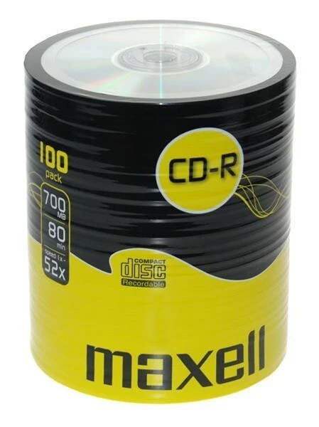 100 MAXELL CD Rohlinge CD-R 52x speed 700MB / 80 Minuten in Shrinkverpackung - Bild 1 von 1