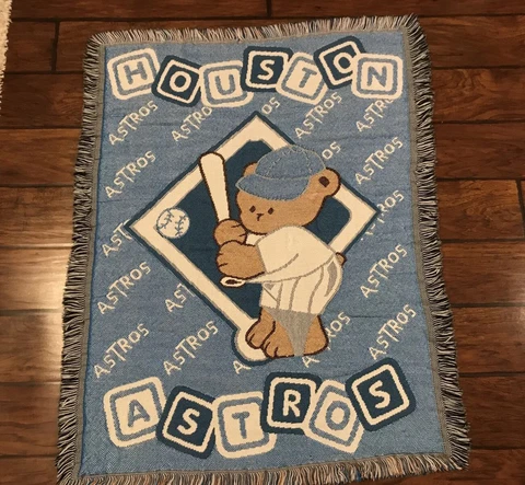 Houston Astros Baseball Woven Baby Throw Blanket Tapestry Bear Northwest Co Cover