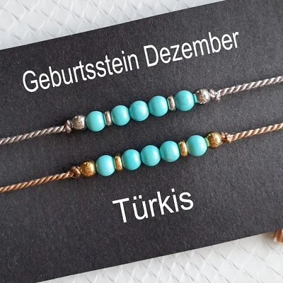 Geburtsstein Dezember Türkis Armband natürlicher Edelstein Naturstein Schmuck - Bild 1 von 4
