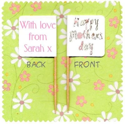 20 BANDERAS PERSONALIZADAS DE PASTEL DE COPA DE DÍA DE MADRES Fiesta Elige Alimentos Decoración Foto 1 de 2