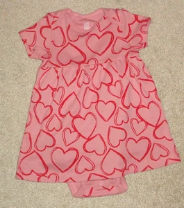 Just One You Baby Girls Romper Pink Red Hearts Short Sleeve Size 12 Months New - Picture 1 of 3