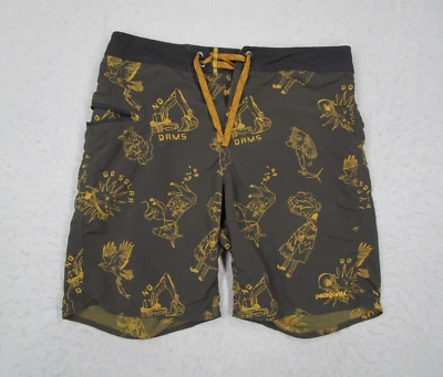 Patagonia Board Shorts Mens 34 Black Wavefarer AOP Go Solar Trunks Beach Swim - Image 1 of 4