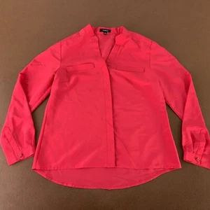 Elementz Women's Medium Bright Pink Lightweight Long Sleeve Button Front Blouse - Picture 1 of 10