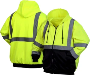 RSZH32 Series Sweatshirts Hi Vis Lime Zipper Sweatshirt with Black Bottom - Picture 1 of 3