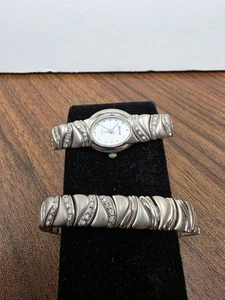 NICOLE Silver-Tone Crystal Watch and Bracelet Two Piece Set 250407-1 - Picture 1 of 4
