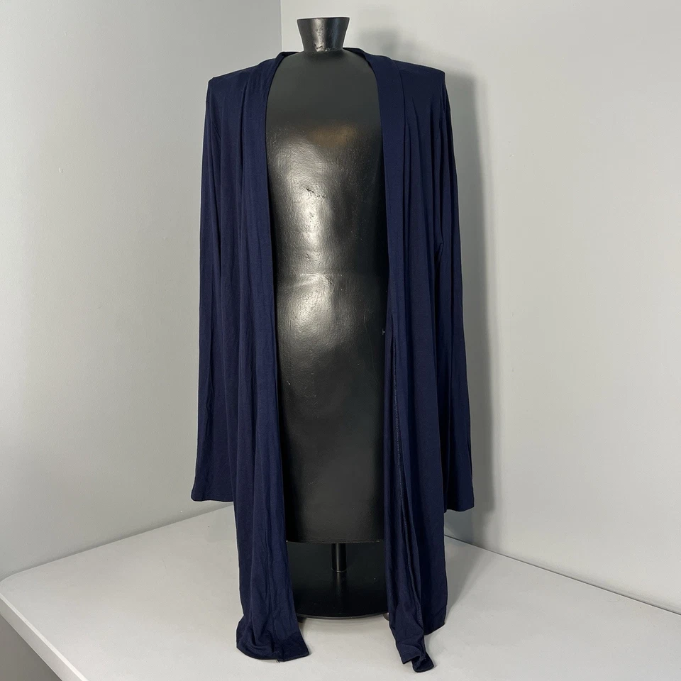 Cárdigan Zenana Outfitters Azul Marino Túnica Largo Ligero Frente Abierto 2XL Foto 1 de 4