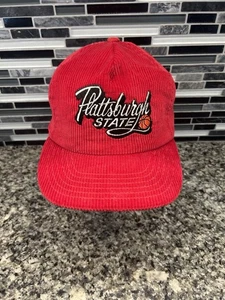 Plattsburgh State Cardinals New York Corduroy Hat Cap Script Vtg Red Basketball - Picture 1 of 8