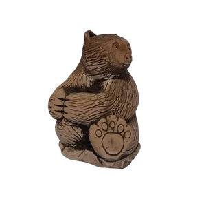 Clay Bear Sculpture Rustic Statuette Studio Made Grizzly Bear Figurine binF - Picture 1 of 10