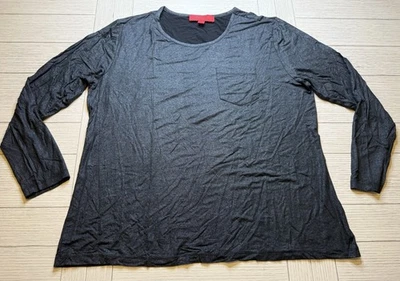 Belle Gray By Lisa Rinna Women’s sz L Long Sleeve Black Shimmer Pocket T Shirt - Image 1 of 4