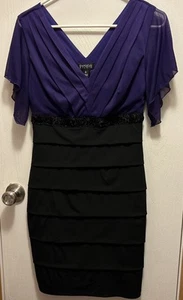 Woman's/Junior’s Enfocus Studio Purple/Black Dress Short Sleeve Preowned Size 8 - Picture 1 of 7