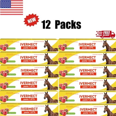 12 paquetes pasta caballo desparasitador sabor manzana seguro eficaz gusano EXP4/2026 EE. UU. Foto 1 de 3