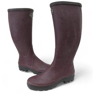 Le Chameau Wellington Boots Size EU42 / UK 8 Wellies Burgundy Outerwear Preloved - Picture 1 of 24