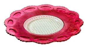 Vintage US Glass Co Manhattan Ruby Rose/Cranberry Stained 13" Serving Platter - Picture 1 of 5