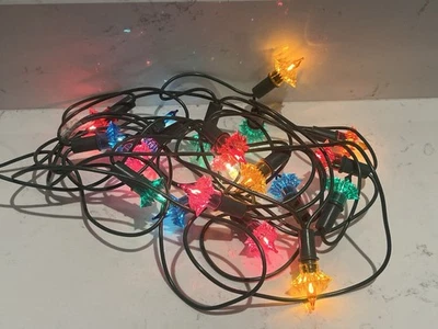 Vintage Christmas Fairy Lights Party Coloured Plastic Flower Working 20 - Image 1 of 4